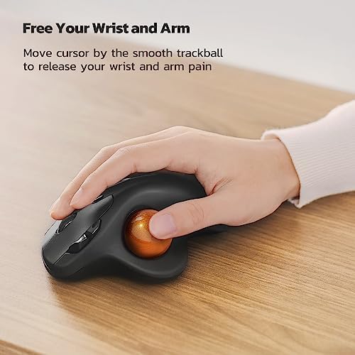 Nulea M501 Wireless Trackball Mouse Ergonomic Thumb Control, 4 DPI Levels