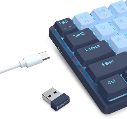 Redragon BS8773 Wireless Keyboard and Mouse Combo, 78 Keys 2.4Ghz Wireless Low-Profile Mechanical Red Switch Keyboard w/Slim Compact Design & Single Blue Backlit, Comfort Grip 2400 DPI Max Mouse
