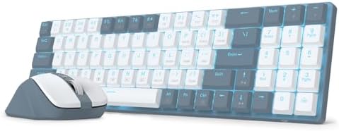 Redragon BS8773 Wireless Keyboard and Mouse Combo, 78 Keys 2.4Ghz Wireless Low-Profile Mechanical Red Switch Keyboard w/Slim Compact Design & Single Blue Backlit, Comfort Grip 2400 DPI Max Mouse