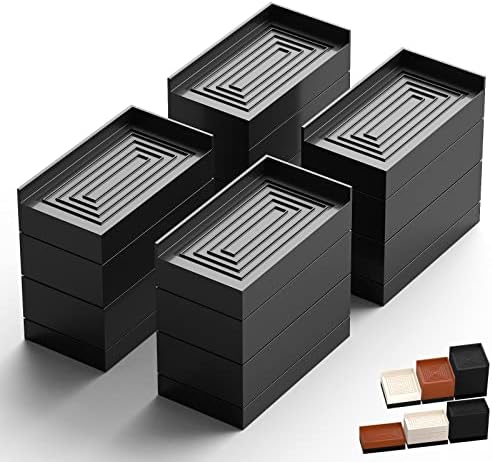 Furniture Risers, Tclouda Bed/Sofa/Desk/Table/Chair Leg/Fridge Lifts to 1.5, 3 and 4 in, Rectangle Adjustable Risers Blocks for Extenders, Heavy Duty Supports Up to 1300 Lbs, 4 in-Black-Rectangle