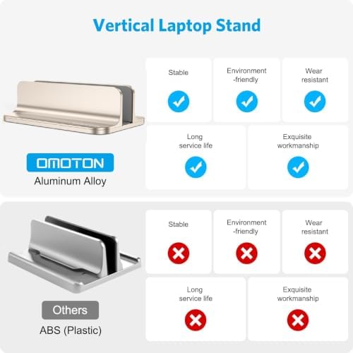 OMOTON Vertical Laptop Stand Holder, Adjustable Dock for MacBook, Starlight
