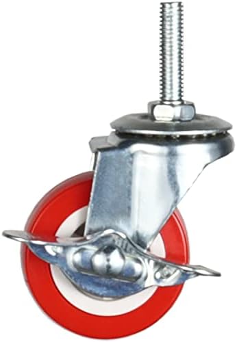 2 Inch Swivel Caster Wheels with Brake Set of 4, YEEMIGO Metric Size M8×25mm Threaded Stem Castors, Casters Heavy Duty-Total Capacity 450lbs, Replacement for Cart Furniture Workbench and Trolley