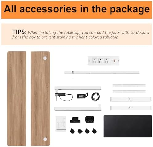 Electric Standing Desk Adjustable Height, 55'' x 24'' Stand up Desk with Outlets and 2 USB Ports,4 Caster, 27''-46'' Lifting Range, Spacious Computer Workstation for Home Office(Oak)