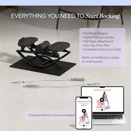 The Rock Stepper - Side to Side Rocking Stepper Machine for Home Workouts - Low Impact Indoor Cardio Leg Glute and Core Training - Quiet Compact Step Rocker Exercise Equipment