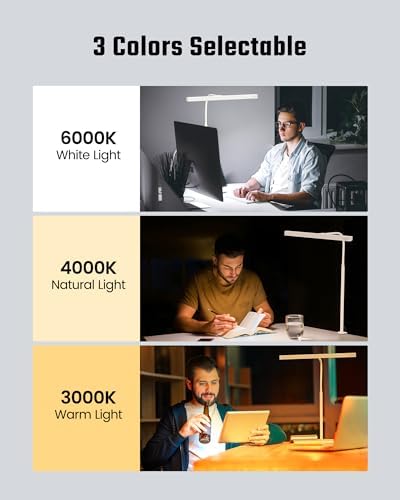 SUPERDANNY LED Desk Lamp for Office Home, 12W Eye-Caring Light with Clamp