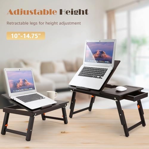 Nnewvante Laptop Desk with Fan 7 Angles & 4 Heights Adjustable,Black Walnut