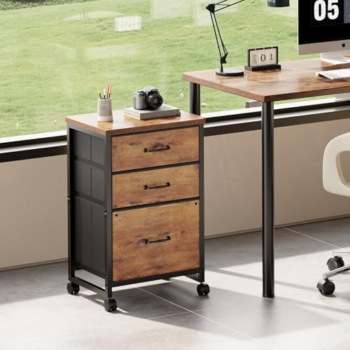 Maihail 3 Drawer File Cabinet on Wheels Fits A4 Size for Home Office