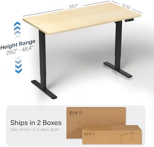VIVO Light Wood 55 x 28 in Standing Desk, DESK-KIT-1B55C