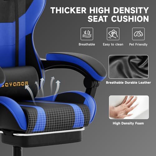 Ergonomic Gaming Chair,A Versatile 3-in-1 Video Game Chair for Work, Study, and Gaming,Features an Adjustable Backrest, Footrest, and Linked Armrests Office Chair for Adults,BlackBlue