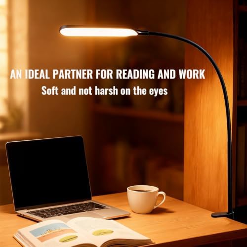 8W LED Desk Lamp with Long Gooseneck and USB Cable, 800LM