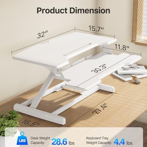 32" Standing Desk Converter, Quick Sit to Stand Desk Riser