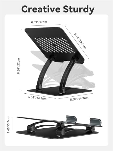 tounee Tablet Holder Stand, Dual Rod Adjustable Aluminum Desktop Stand, Compatible with 4.7-16.9" iPads, Surface Tablets, Portable Monitor, Kindle and More (Black)