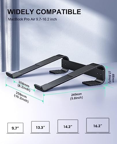 Laptop Stand for Desk, MacBook Stand SOQOOL Sturdy Laptop Riser, Ventilated Ergonomic Aluminum Laptop Holder Compatible with 12 13 15.6 17 Inch MacBook Pro Air/HP/Dell, Work Cooling Computer Stand