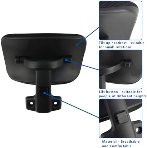Wealrit Adjustable Office Chair Headrest Attachment 1PCS (Black)
