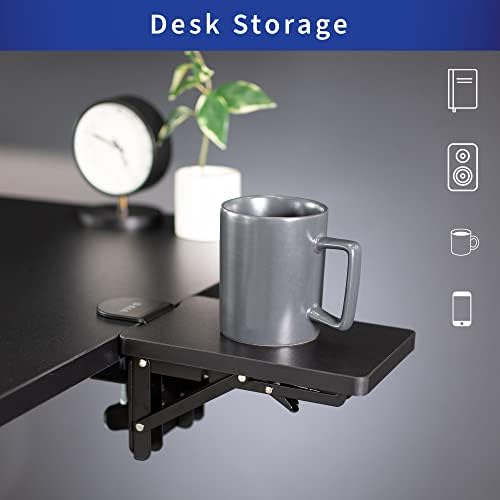 VIVO Clamp-on 6 x 9 inch (11 Including Clamps) Desk Extender, Wrist Support, Armrest Tray, Table Mount for Sit Stand Desks, Black, DESK-EXT09