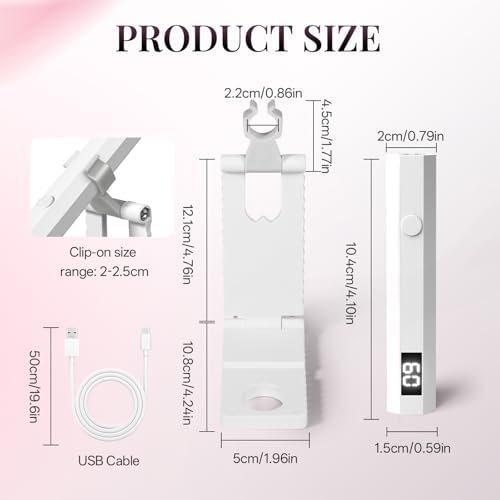 krofaue Cordless UV Nail Light with Stand, Digital Display, 2 Timers