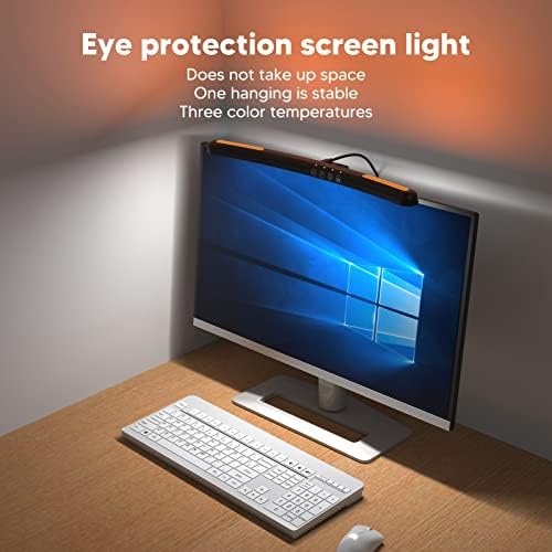 Computer Monitor Lamp, Curved Screen Monitor Light Bar for Eye Caring, Touch Dimming, No Screen Glar e, 7 Color RGB Light Effect, USB C LED Computer Lamp for Desk,Gaming