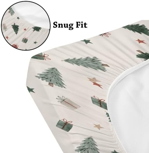 Christmas Trees Winter Holiday Stars Pattern Baby Changing Pad Cover, Unisex Christmas Nursery Diaper Changing Table Pad Mat Sheet for Boys Girls-16x32
