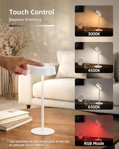 EZVALO Cordless Lamp, Rechargeable Table Lamp, Battery Operated