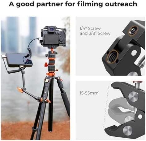 K&F CONCEPT 11" Magic Arm Clamp with Clamp ARRI 1/4" & 3/8" Thread Screw
