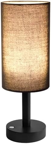 LALISU Cordless Table Lamp, 3 Color Portable Battery Lamp Wood Base Touch