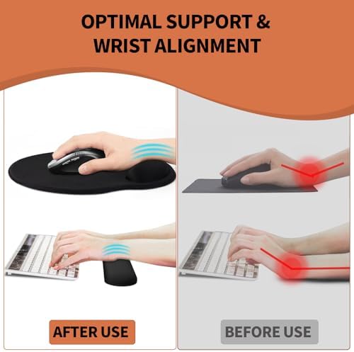 eulps Mouse Pad Wrist Support, Ergonomic Memory Foam Keyboard Wrist Pad & Gel Wrist Rest Set for Computer Keyboard for Easy Typing & Pain Relief for Office & Home (Oceanic Sunset Set)