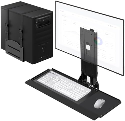 PUTORSEN Monitor and Keyboard Wall Mount with CPU Holder,Fits 32",55 lbs
