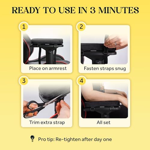 WESTERN COMFORT Thick Armrest Pads - Memory Foam Office Chair Arm Pads - Arm Rest for Desk Chair & Gaming Chair Armrest Pads - Chair Arm Covers - Elbow Support