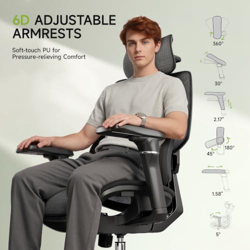 S9 Ergonomic Office Chair 3-Zone Lumbar Support for Back Pain Relief