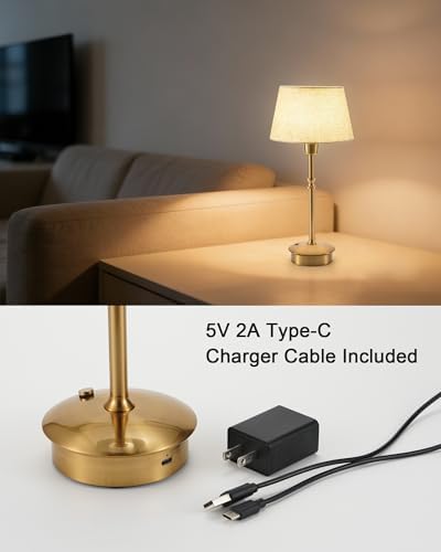 2 Pack Small Cordless Table Lamp, Rechargeable Touch Lamp