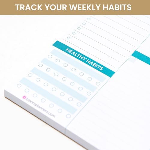 bloom daily planners Horizontal Weekly Tear-Off To Do List Planning Pad - Undated Notepad Organizer & Healthy Habit Tracker - 8.5” x 11” - Floral