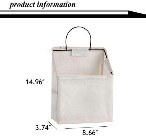 Wall-Hanging Storage Bags, Desktop Organizer Basket Cotton Linen Hanging Storage Basket for Kitchen,Bderoom,Living Room (#2 White)