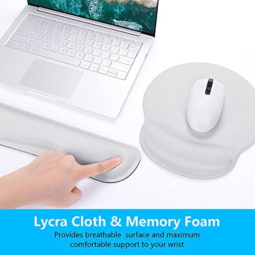 Dapesuom Keyboard Wrist Rest and Mouse Pad with Wrist Support, Memory Foam Cushion for Keyboard and Mouse Set, Ergonomic Desktop Pad Rests with Non Slip Base for Easy Typing & Pain Relief, Space Gray