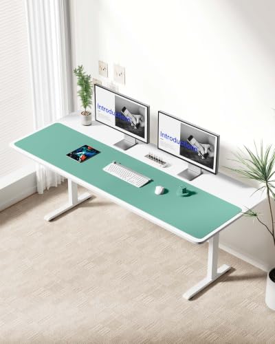 YSAGi Leather Desk Protector, Office Mat, Large Mouse Mat, Non-Slip PU Leather Blotter, Laptop Desk Mat, Waterproof Writing Pad for Office and Home(Green-Blue, 63" x 17.2")