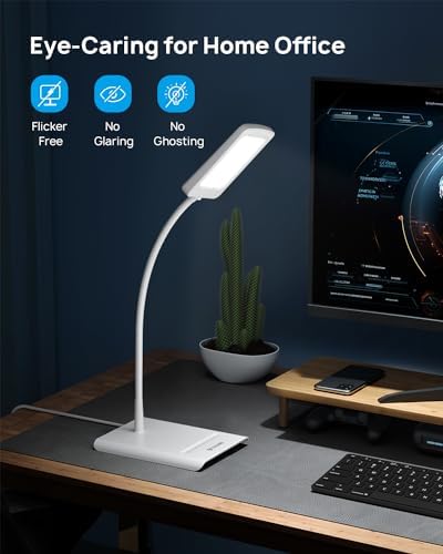 TROND Desk Lamp, Dimmable Eye-Caring Table Lamp, Memory Function, White