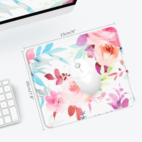 eulps Mouse Pad with Stitched Edge, Multiple Patterns Computer Mouse Pads with Non-Slip Rubber Base, Washable Cloth Mousepad, for Gaming, Laptop, PC (Pastel Bloom)