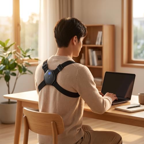 Posture Correction Strap Posture with Adjustable Bands Comfortable Back Brace with Straps for Office Workers, Desk Work, 9.7 8.2 2 Cm, Standard 2000 Model, English Packaging