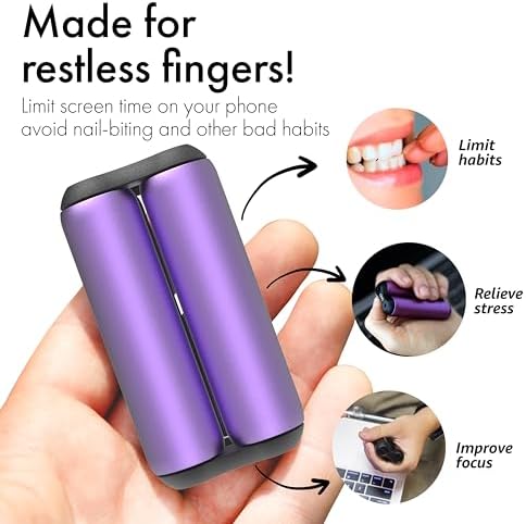 ONO Roller - Handheld Fidget Toy for Adults | Help Relieve Stress, Anxiety, Tension | Promotes Focus, Clarity | Compact, Portable Design (Purple, Junior Size - Aluminum)