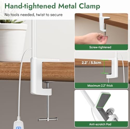 Clamp Lamp for Desk, Eye-Caring LED Clip Light for Home Office