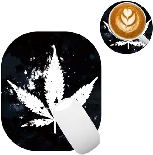 Small Mouse Pad，Mini Mouse Pad 6 x 7 Inch，for Laptop Keyboard Tray Wireless Mouse Home Office Travel，with Non-Slip Rubber Base, Waterproof Mouse Mat，Marijuana Leaf