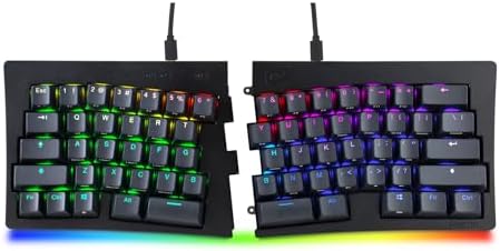 BAROCCOMiSTEL MiSTEL MD600 Alpha BT RGB, Split Keyboard, Ergonomic Mechanical Keyboard, 60%, PBT Double Shot Keycap (Transparent), Bluetooth5.0, Mac/Windows OS Compatible -Gateron G Pro Red
