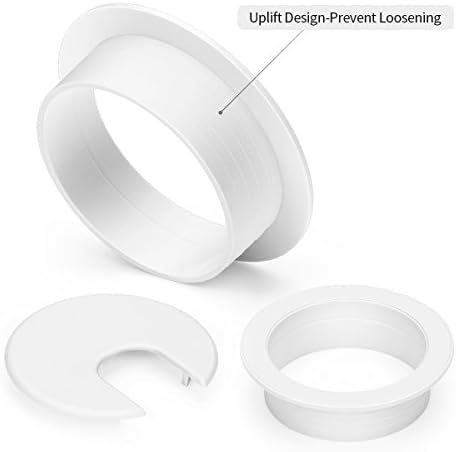 Desk Grommet, 2 Inch Plastic Wire Cord Organizer, White Grommet, 10 Pack