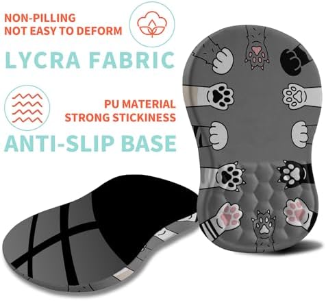 Ergonomic Mouse Pad Wrist Support with Memory Foam Massage Bulge, Carpal Tunnel Pain Relief Mousepad Wrist Rest for Mouse(12x8 inch, Paw)
