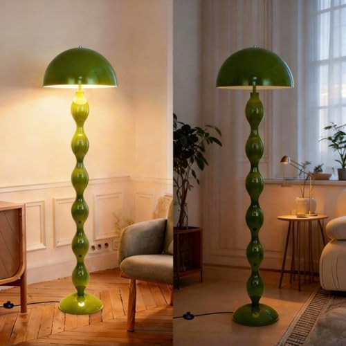 Green Floor Lamp Mushroom Lampshade,Vintage Floorlamp,Unique Lamps for Living Room Bedroom,Retro Tall Standing Lamp for Study,Girl's Room,Office,Apartment,Home Decor,Pretty Lamps Floor,Mid Century
