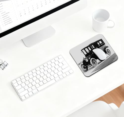 9.5x7.9 Inch Office/Gaming Mouse Pad, Vintage Classic Car Antique Automobile Retro Old Fashioned Design Black and White, Cute Anti-Slip Mat for Desk Decor