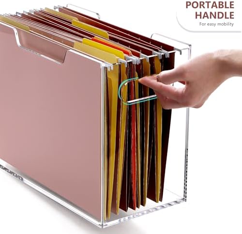 Acrylic Hanging File Organizer, Letter Size Clear Magazine Rack Folders Holder, Large Capacity Storage Box for Desk Office School, No Assembly Required