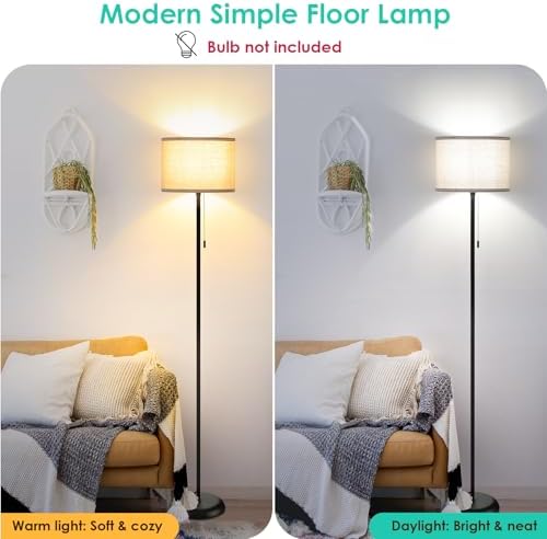 FOLKSMATE Floor Lamp for Living Room Modern Minimalist Tall Black