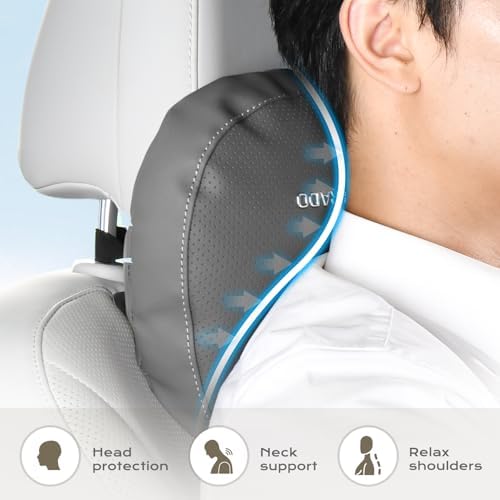 Coverado Car Headrest Pillow Soft Memory Foam Car Neck Support Pillow with Adjustable Strap, Relax Head Muscles Relieve Driving Fatigue, Breathable & Removable Cover