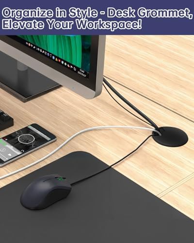 Desk Grommet 3-1/8 inch (80mm) - 8 Pack Black Cable Grommet & Desk Hole Cover with Hole Saw for Cables, Cord Management for Office, TV, and Home Table