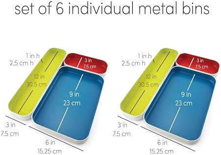 Three by Three Seattle Metal Drawer Organizer Tray Set, 6-Pc (Multicolor)